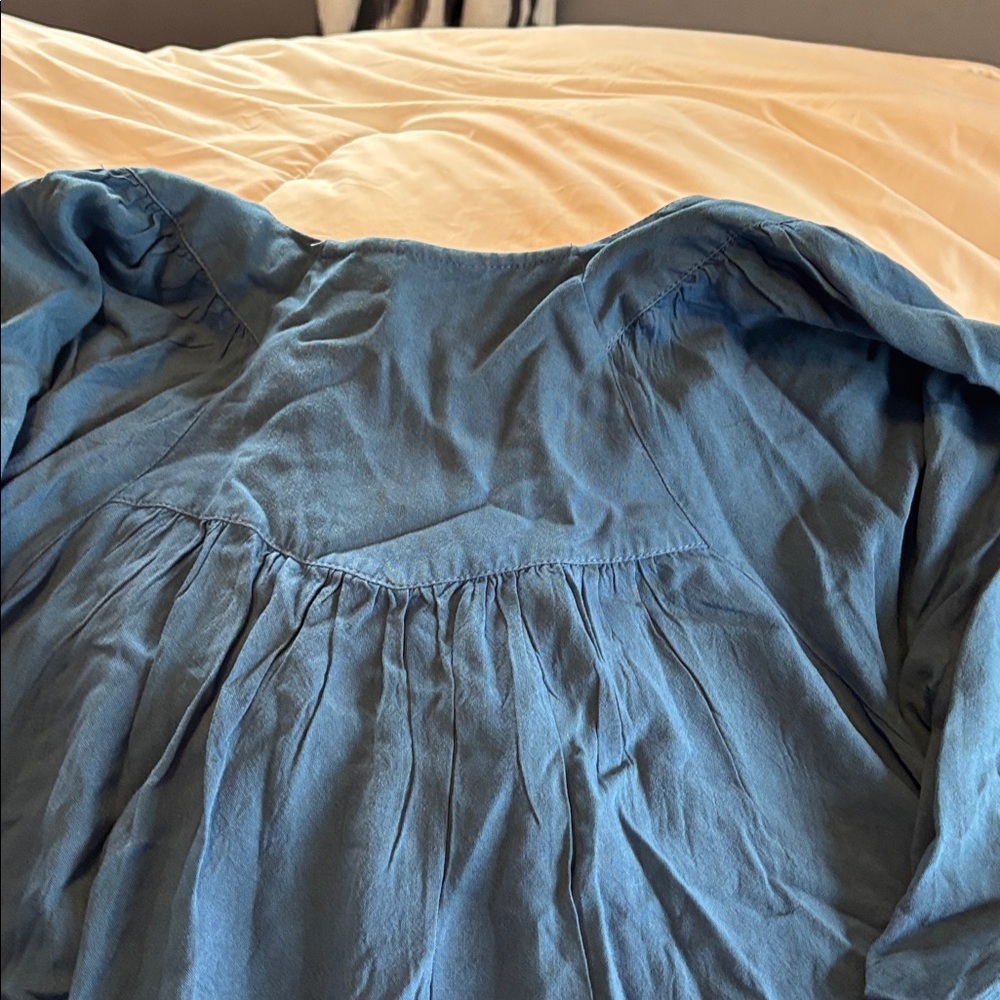 CATO Rayon embroidered V neck short sleeve whimsical denim wash shirt Xl NWT - Picture 8 of 11